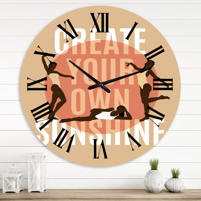 Horloge murale moderne Empowered Cosmic Women Geometric Goddess Series - noir et rouge II