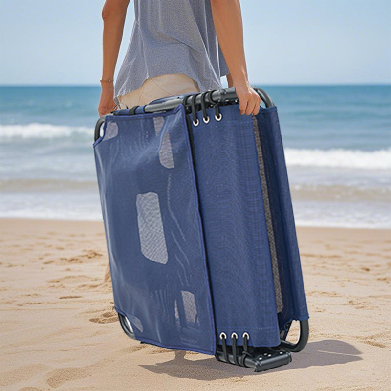 Méridienne 2 pièces face vers le bas avec bain de soleil réglable à 5 positions, Bleu