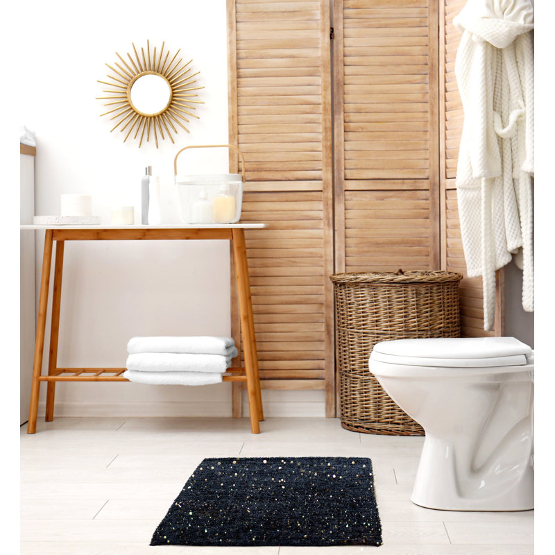 Twinkle Polyester Blend Non-Slip Shower Mat, Black