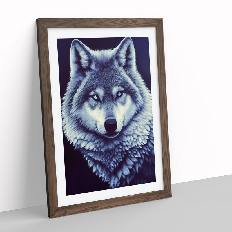 Mesmerising Wolf - Framed Print, 64cm H x 46cm W, Brown