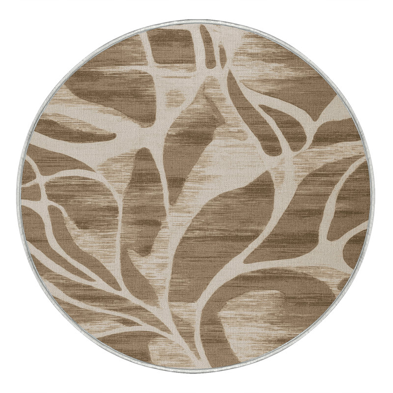 Tapis beige lavable à la machine, Rond 4 pi