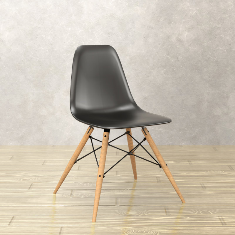 Averna Modern Side Chair with Wood Legs, Black