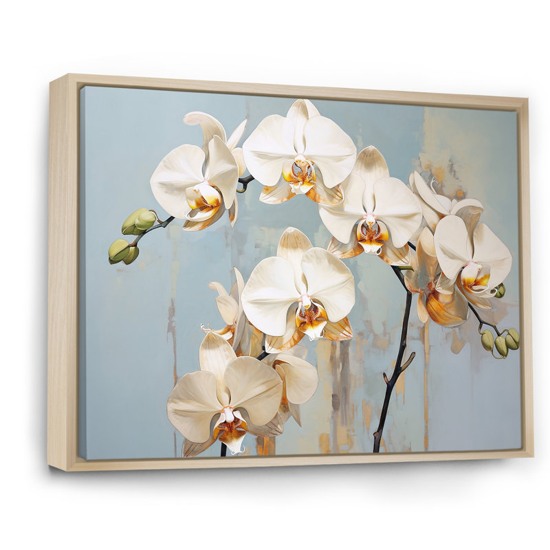 «Beige Orchids Tranquility VII», reproduction sur toile, Cadre naturel flottant, H 12 po x l 20 po x P 1 po