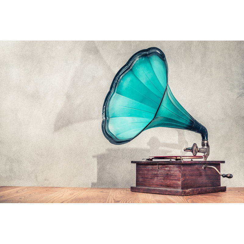 Vintage Phonograph On Table - Wrapped Canvas Print, 81cm H x 122cm W x 3.8cm D