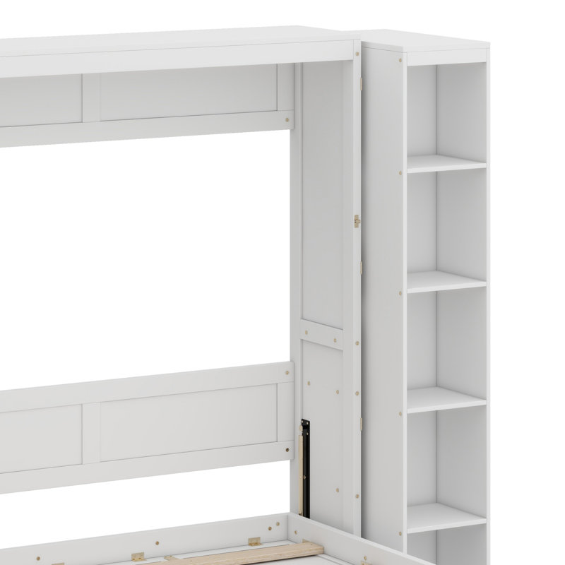Lit escamotable mural Murphy avec portes de rangement, Blanc