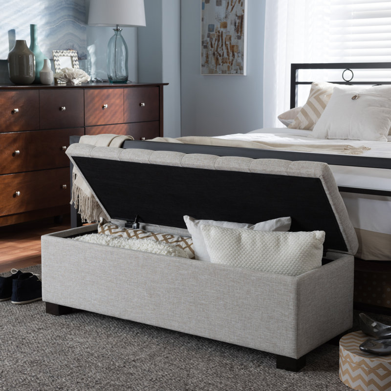 Mesina Polyester Blend Upholstered Storage Bench, Beige