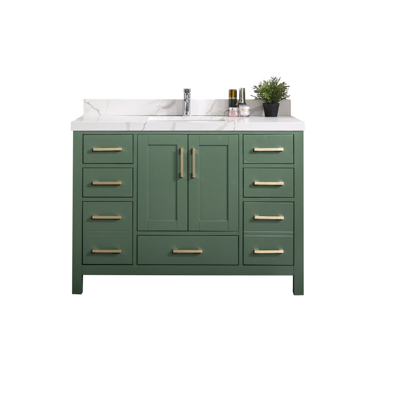 Ensemble de meuble-lavabo simple 42 po Uckfield, Calacatta, Vert
