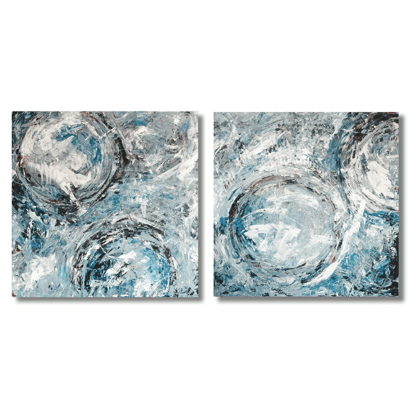 " Aqua Azul " 2 - Pieces, White, 48" H x 96" W x 2" D