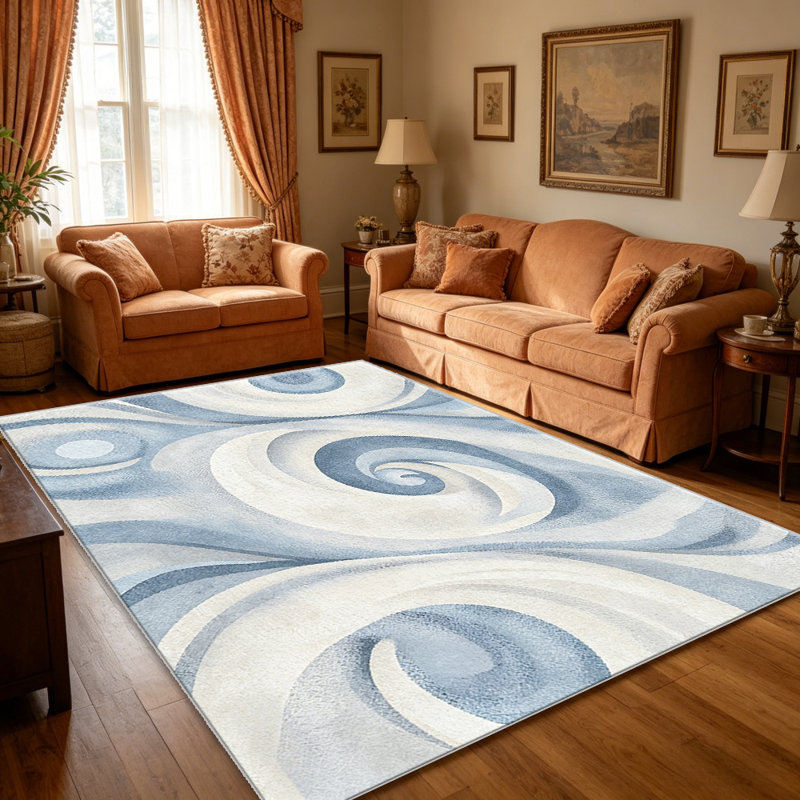 Blue Swirl Abstract carpet-easy to clean, machine-washable, soft and comfortable; suitable for door mats, kitchens, living rooms, bedrooms, corridors, and laundry areas. Easy to clean, durable carpet for home decoration.