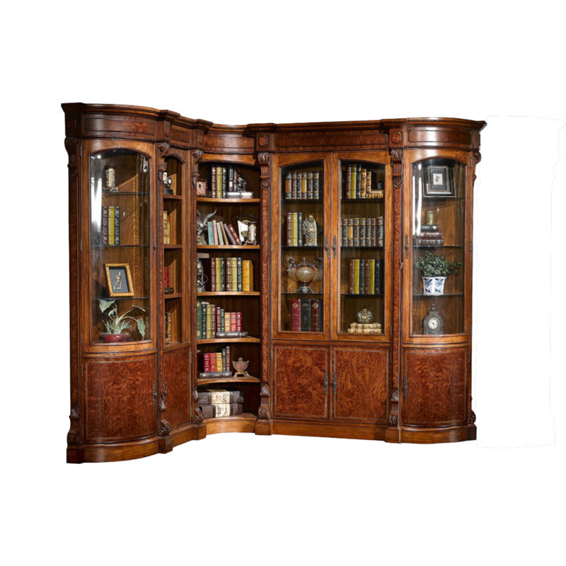 Luxurious Solid Wood Corner Bookcase, 91" x 94" x 76" -