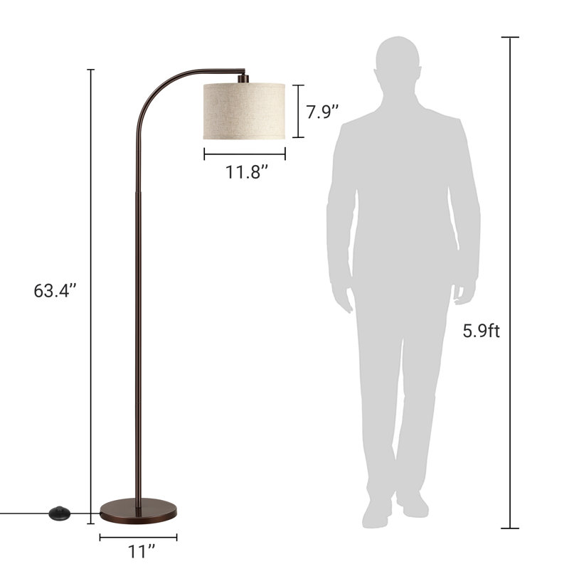 Lampe sur pied arquée 63 po Kjeld, Brun