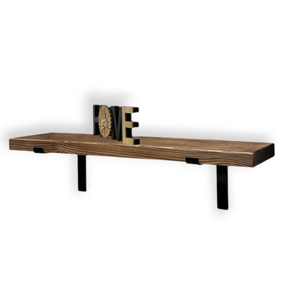 Industrial Scaffold Board Wall Shelf Down Lipped Metal Brackets Included For Bedroom