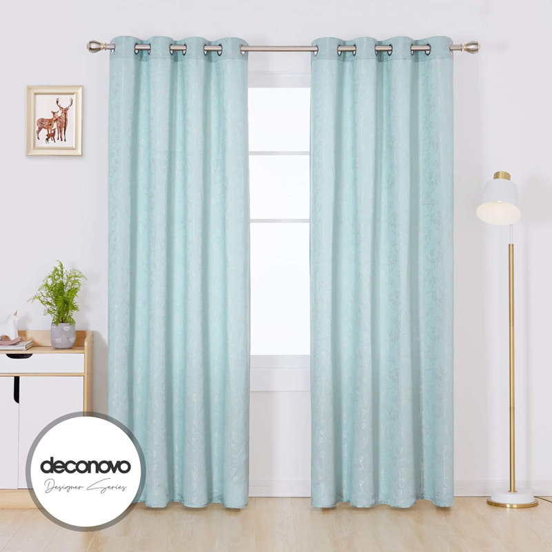 Blackout Curtain Pair, 140cm wide x 260cm high, Light sky blue