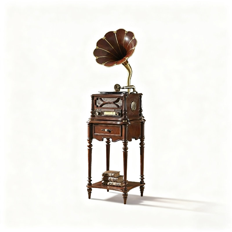 Gramophone européen rétro: tourne-disque de style français et haut-parleur Bluetooth pour le salon