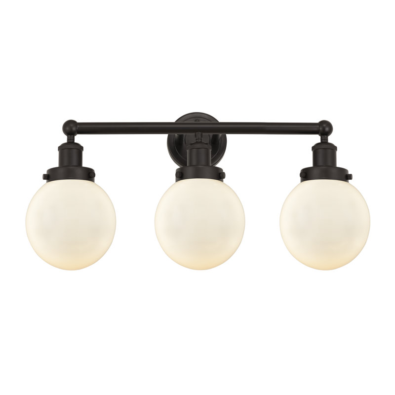 Éclairage de salle de bain à 3 lumières à intensité variable Alphonsa, Blanc mat, Bronze huilé