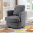 32"W Slipcovered Upholstered Swivel Barrel Chair-1912470075