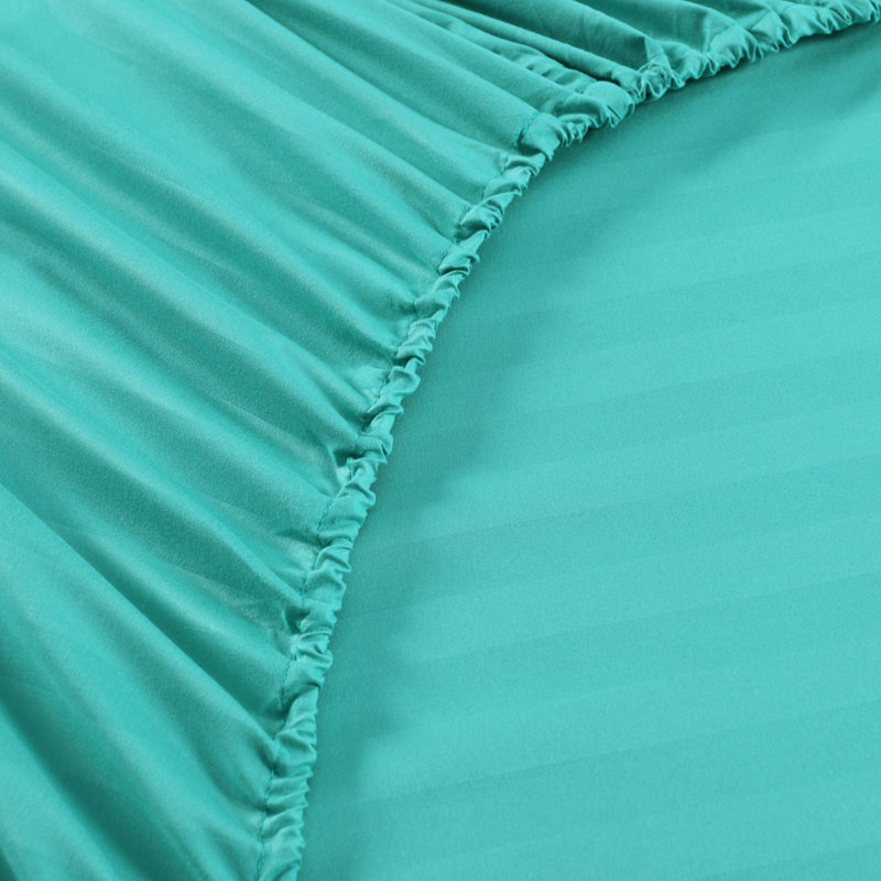 Ensemble de draps à rayures 3/4 pièces, Aqua, Ensemble de draps pour lit simple avec 1 taie d'or
