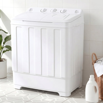 30 LBS Twin Tub Portable Washing Machine - Dual Wash & Spin Capacity With Built-In Drain Pump & Energy-Efficient Motor For Large Families