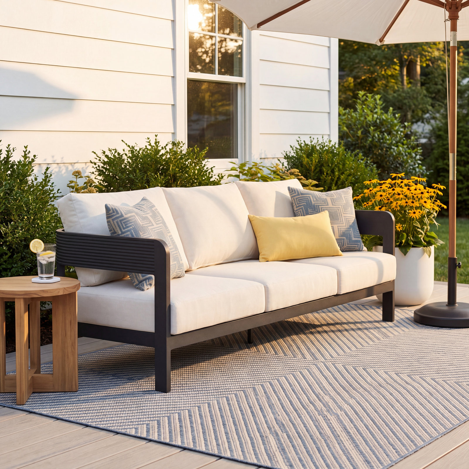 Lisa 82" Patio Sofa, Cream