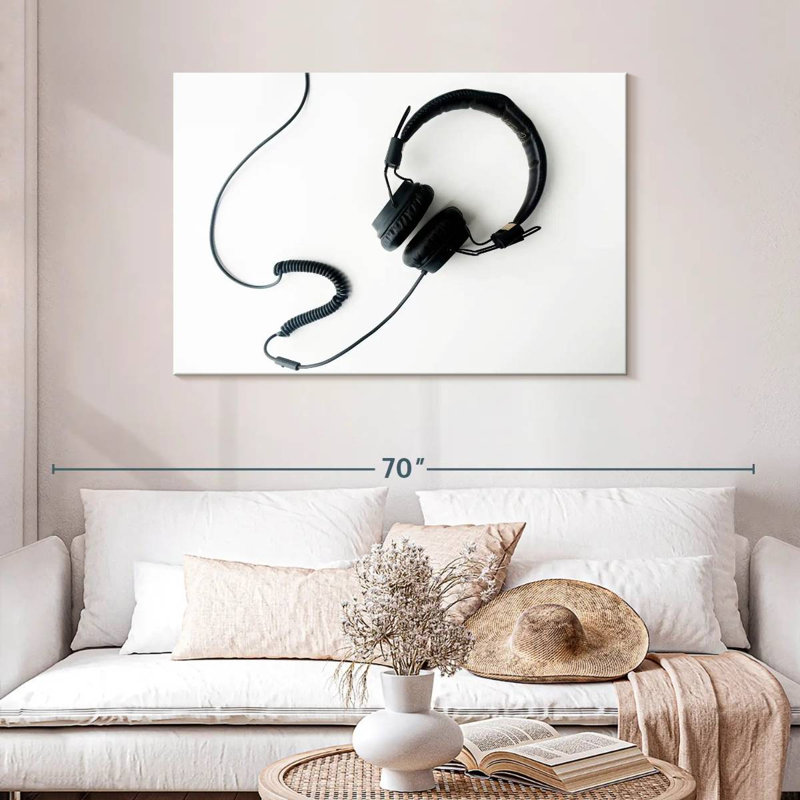 Abarca Black Wired Headphones, 30" H x 45" W