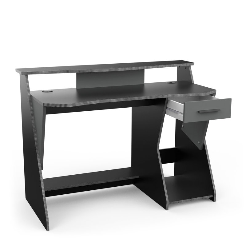 Skin Matt Black 125cm Gaming Desk with Hutch