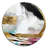 Gold And Black Geometric Enchantment II - Abstract Marble Round Wall Art on Metal-1290812705
