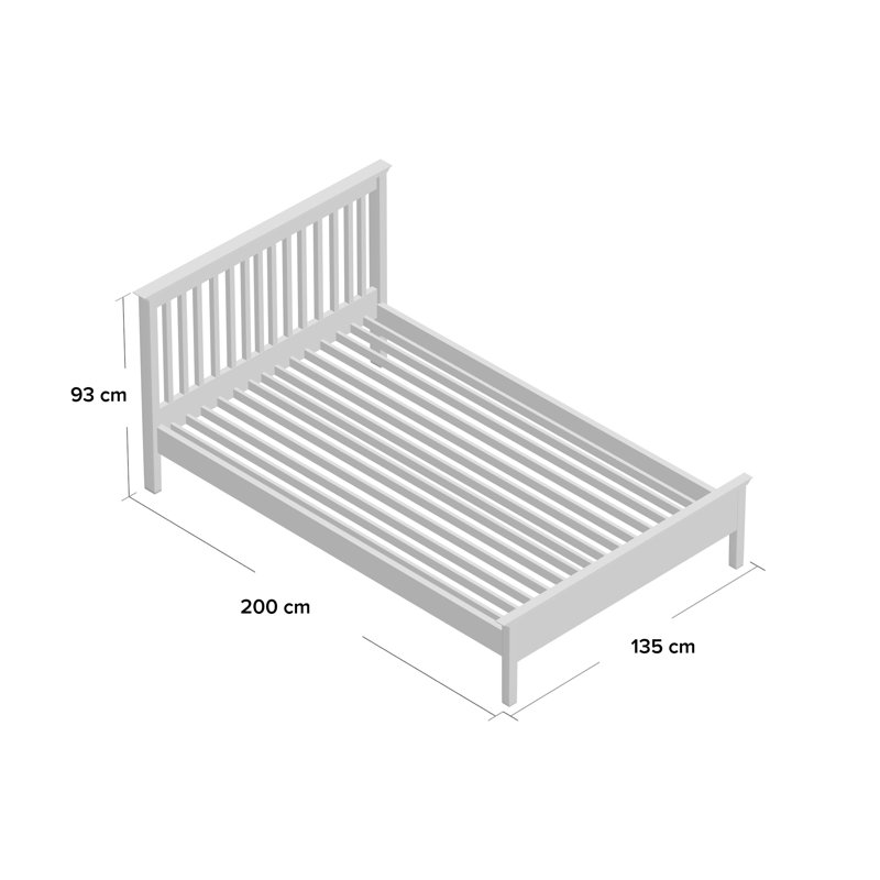 Alvares Solid Wood Bed, Without Drawer, Small Double (4'), White