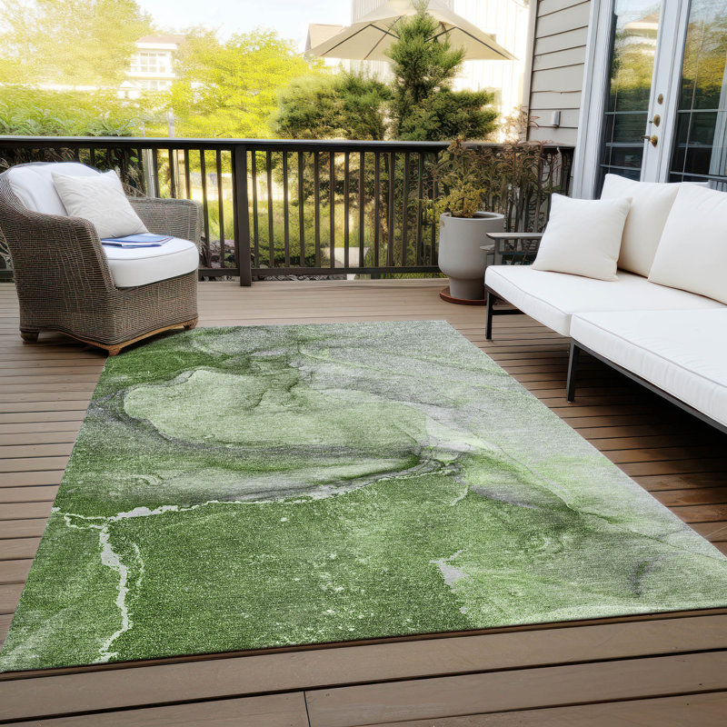 Boxleye Washable Abstract Indoor / Outdoor Rug, Rectangle 9' x 12'