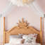 Lit plateforme en forme de couronne, cadre de lit en bois à baldaquin élégant, cadre de lit tête de lit courbé élégant pour la chambre à coucher-868935725