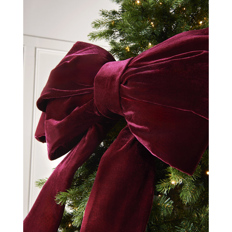 133cm Solid Colour Velvet Bow, Burgundy