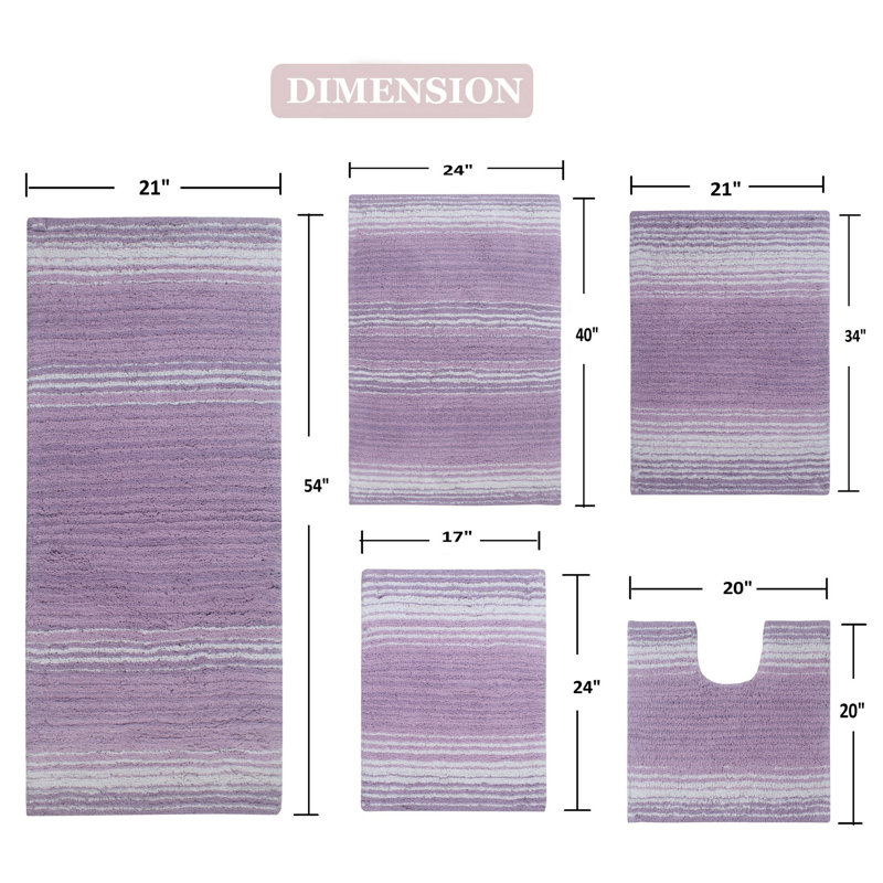 Ensemble de tapis pour salle de bain 5 pièces Highlawn, Mauve
