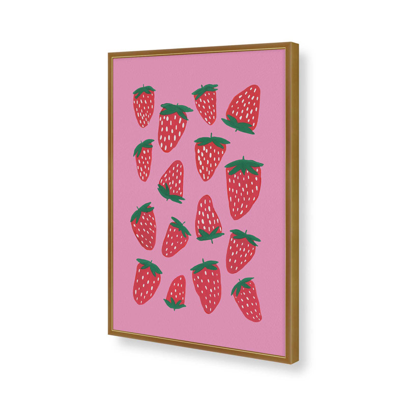 «Organic Summer Strawberries» par Garima Dhawan, reproduction d'art sur toile, H 16 po x l 12 po, Doré