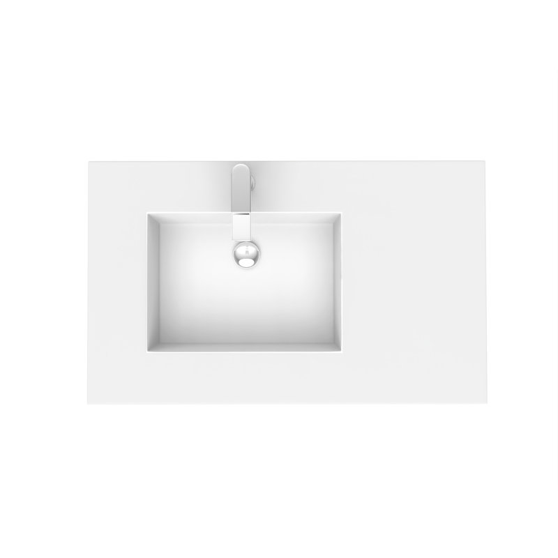 Plateau de meuble-lavabo intégré à surface solide 36 "avec lavabo gauche Serenity - Blanc, Blanc