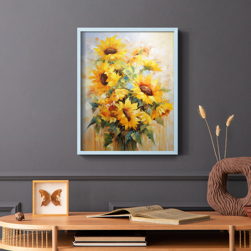 Série FLORAL CDL III - reproduction encadrée de qualité supérieure - prête à être accrochée - aucun clou requis, Bleu