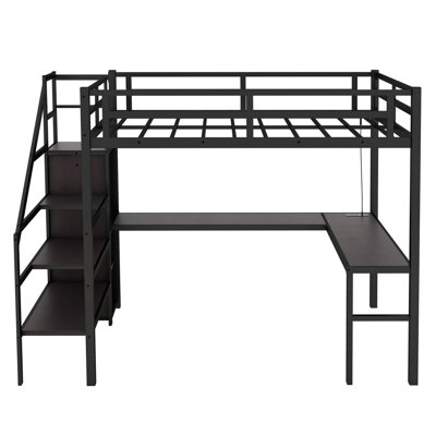 Metal Loft Bed With Integrated Desk And Wardrobe by Isabelle & Max