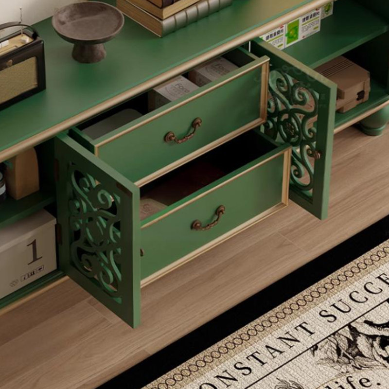 Niche design retro solid wood TV cabinet, 22.83"H x 70.86"L x 15.74"W