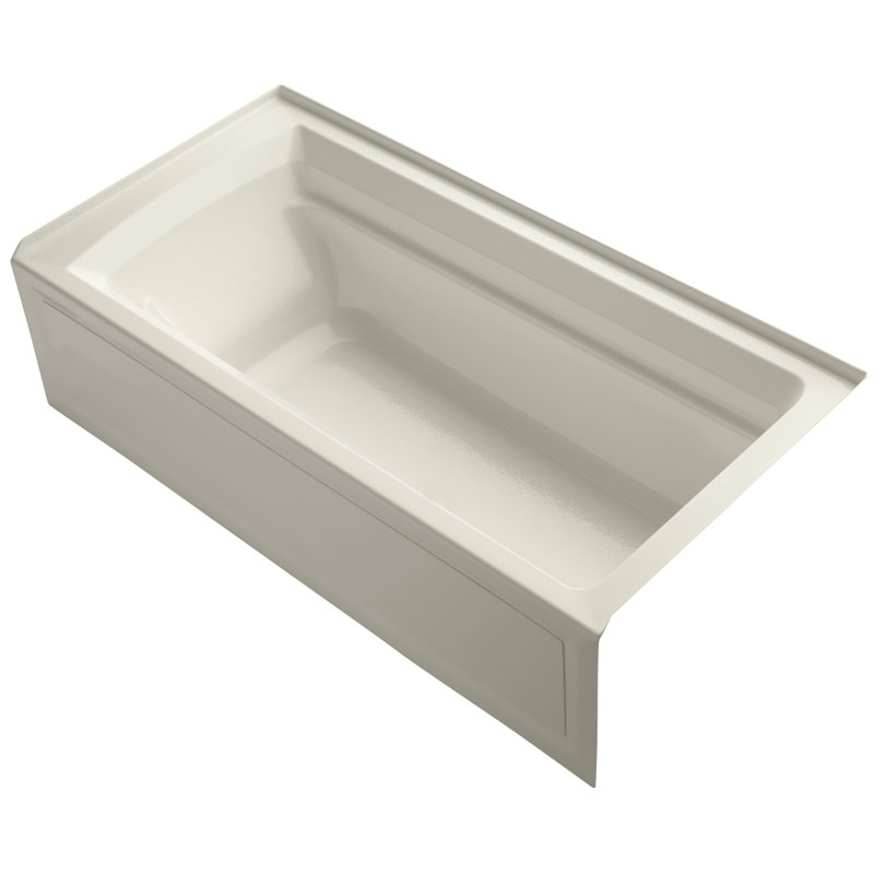 Archer 72" x 36" Soaking Bathtub, Almond, Right