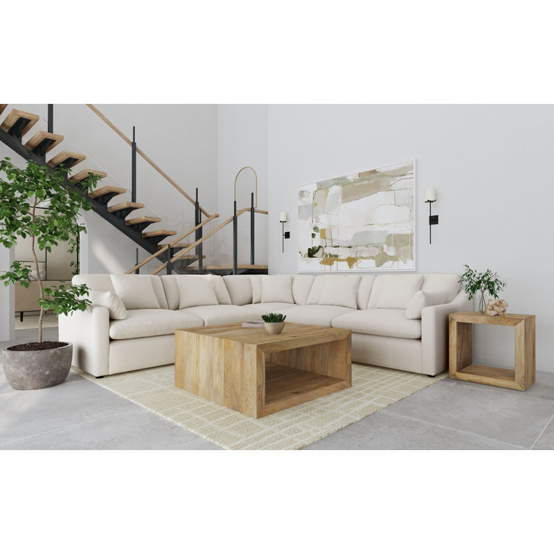 Canapé modulaire rembourré 5 pièces Garst, Tissu ivoire