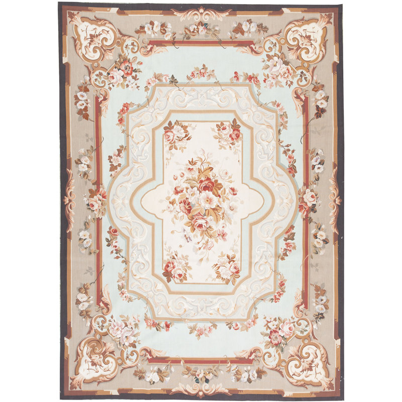 Tapis beige noué à la main de haute qualité