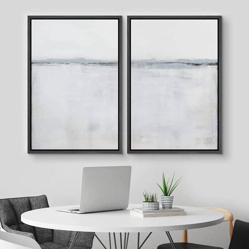 Ensemble de 2 peintures encadrées sur toile, Noir, H 24 po x l 32 po x P 1,5 po