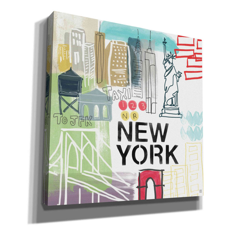 «New York» par Linda Woods, art mural sur toile, H 12 po x l 12 po x P 0,75 po