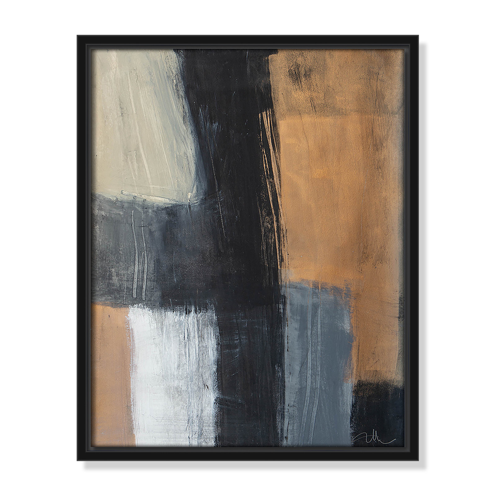 Calderon "Metallic Slate II" Print, 15.5" H x 12.5" W x 2" D, Black Floater Framed, No Mat