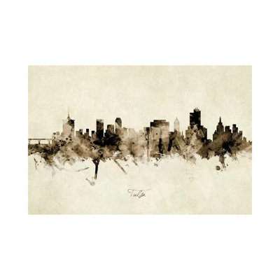 Tulsa Oklahoma Skyline by Michael Tompsett - 1 Piece Wrapped Canvas Painting