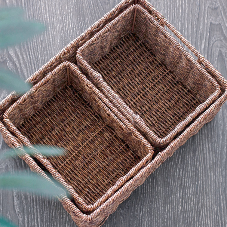 Bayou Breeze Storage Shelf Organizer Wicker Basket Set & Reviews