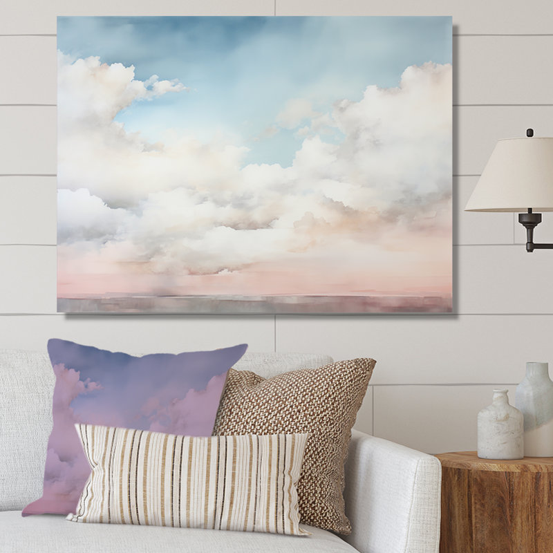 Minimalisme, ciel nuageux, paysage sur toile, H 16 po x l 32 po x P 1 po, Toile tendue