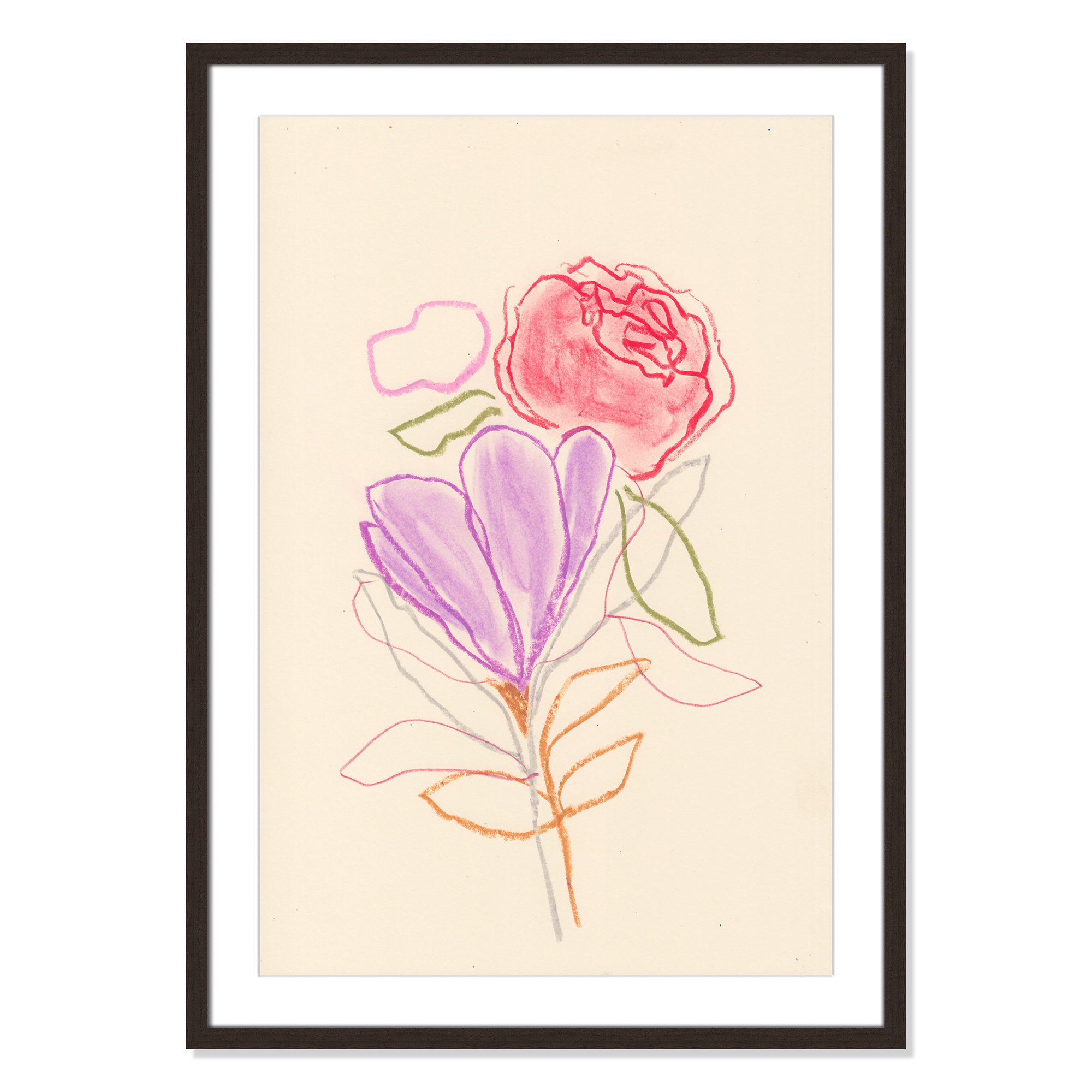 Simple Floral III Print by Bea Dina, Walnut Single Picture Framed Paper, White, 35.5" H x 25.5" W x 1.25" D