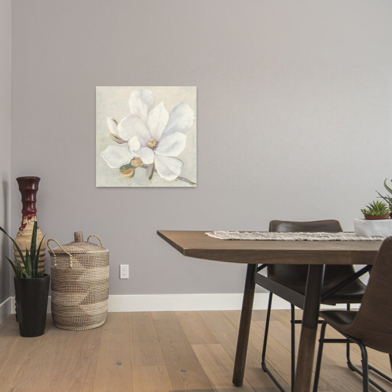 Art contemporain avec fleurs magnoliennes sereines contemporaines, H 24 po x l 24 po