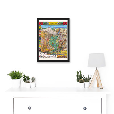 Map Mora 1931 Yosemite Valley Pictorial National Park USA 1 Piece Single Picture Frame Wall Art
