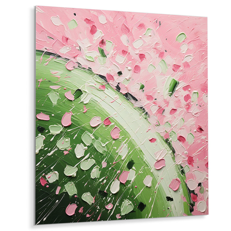 Vert et rose brossé Melon Bounty IV - Melon, art mural en métal, H 20 po x l 12 po x P 1 po