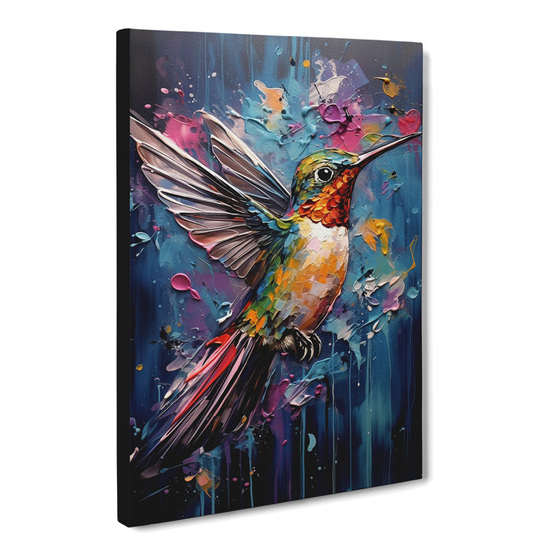 Hummingbird Expressionism No.2 - Wrapped Canvas, 60cm H x 40cm W x 3cm D